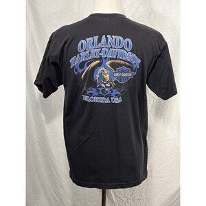 Men’s Sz Xl Harley Davidson Orlando Florida Eagle Blue Black